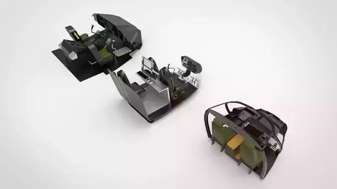 cockpit helicopter 3 type  3D model