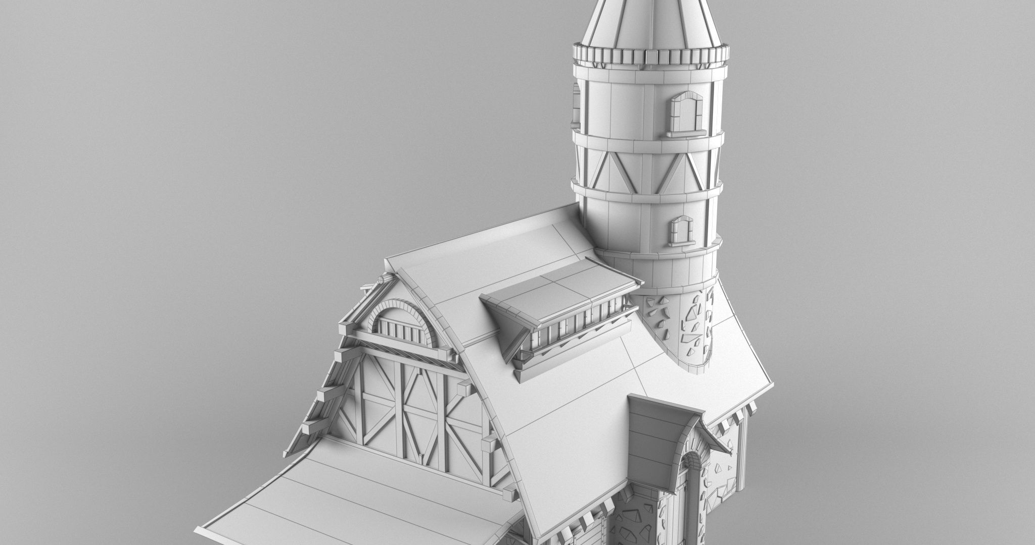 The house is in the medieval style Low-poly 3D model_7