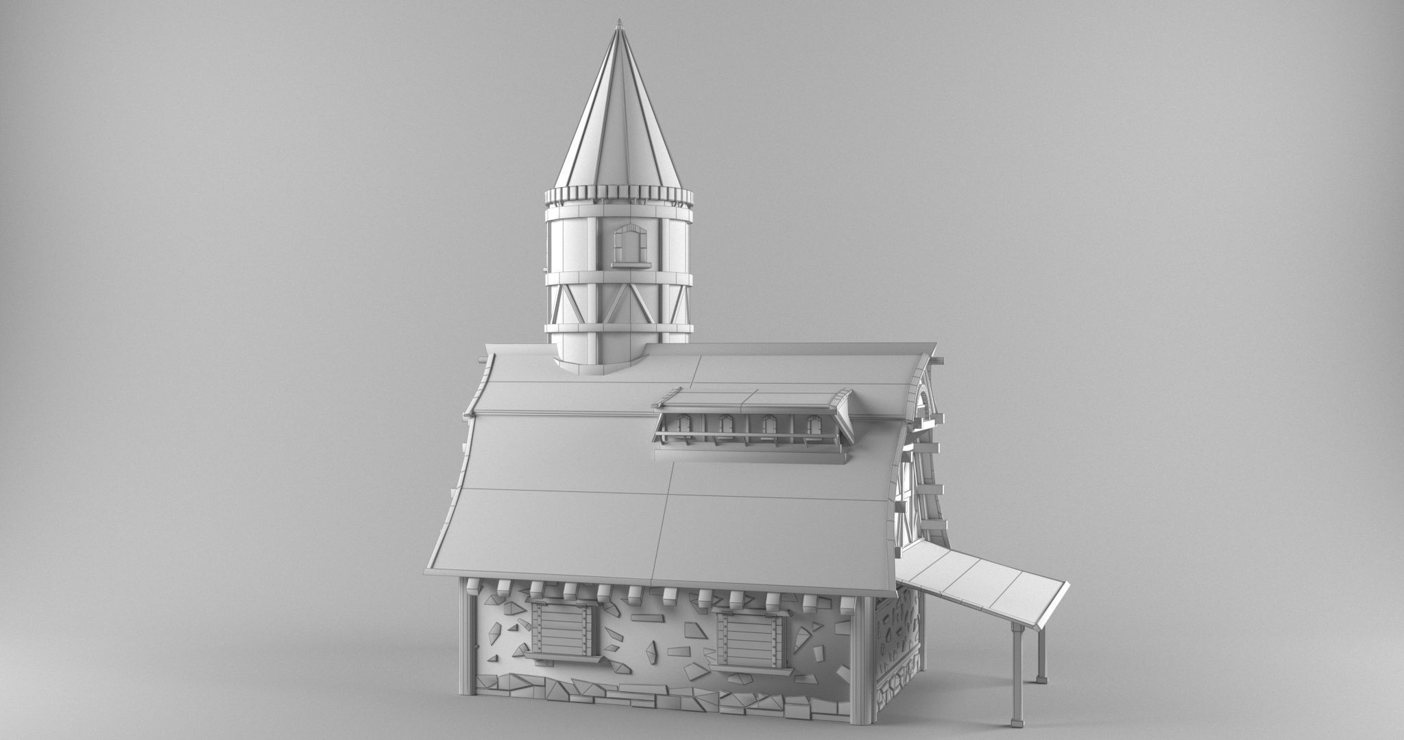 The house is in the medieval style Low-poly 3D model_6