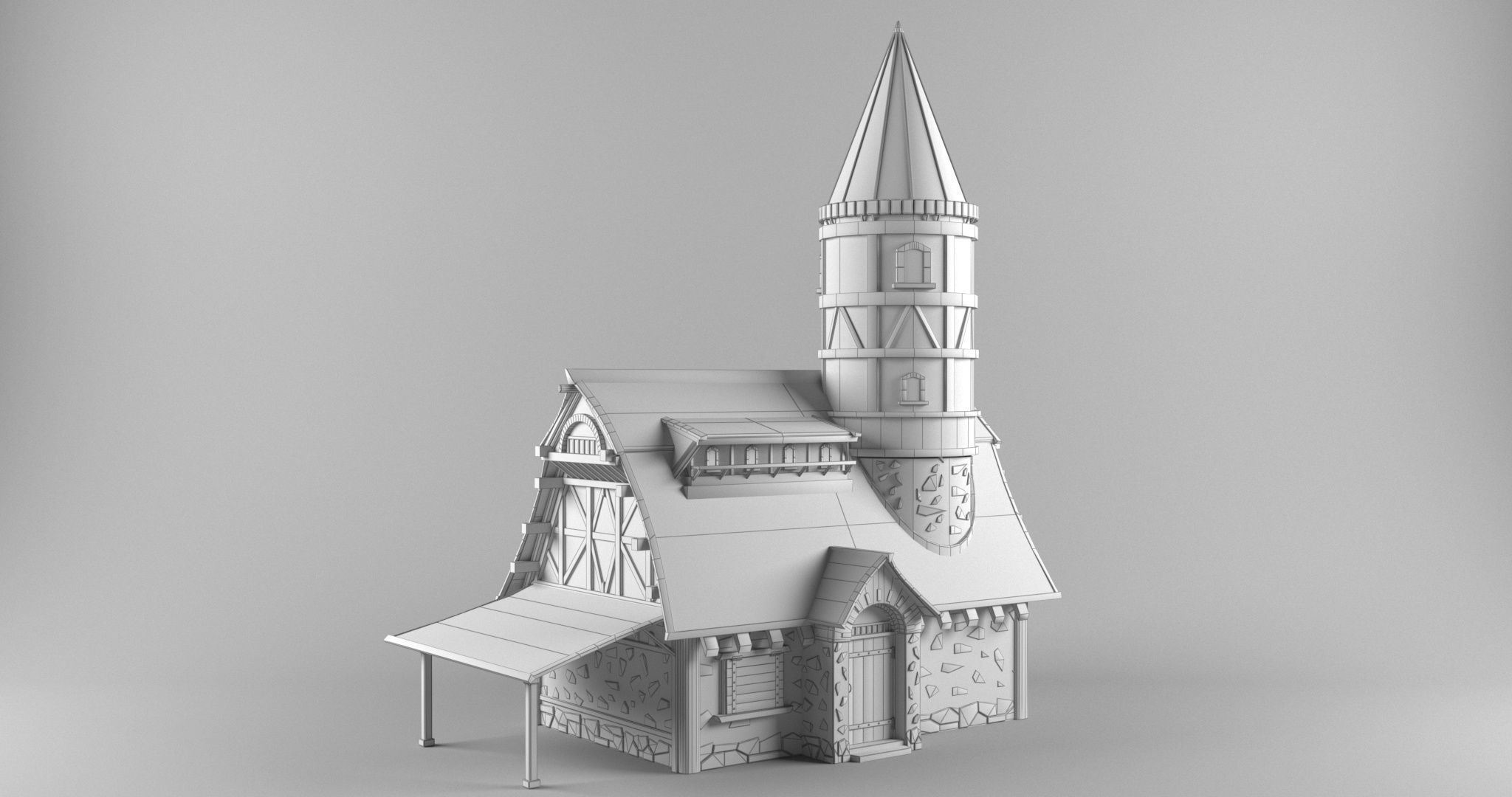 The house is in the medieval style Low-poly 3D model_5