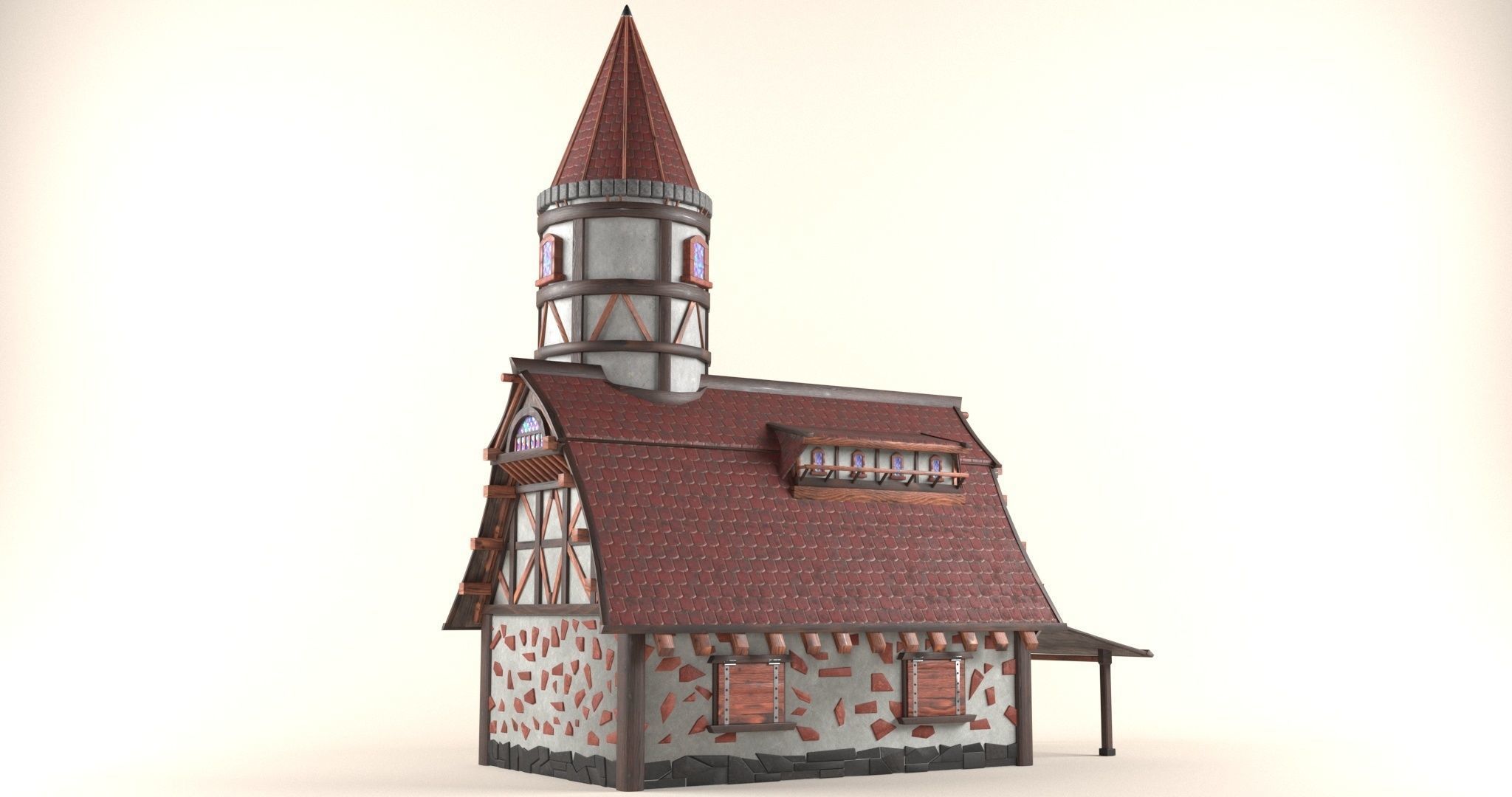 The house is in the medieval style Low-poly 3D model_1