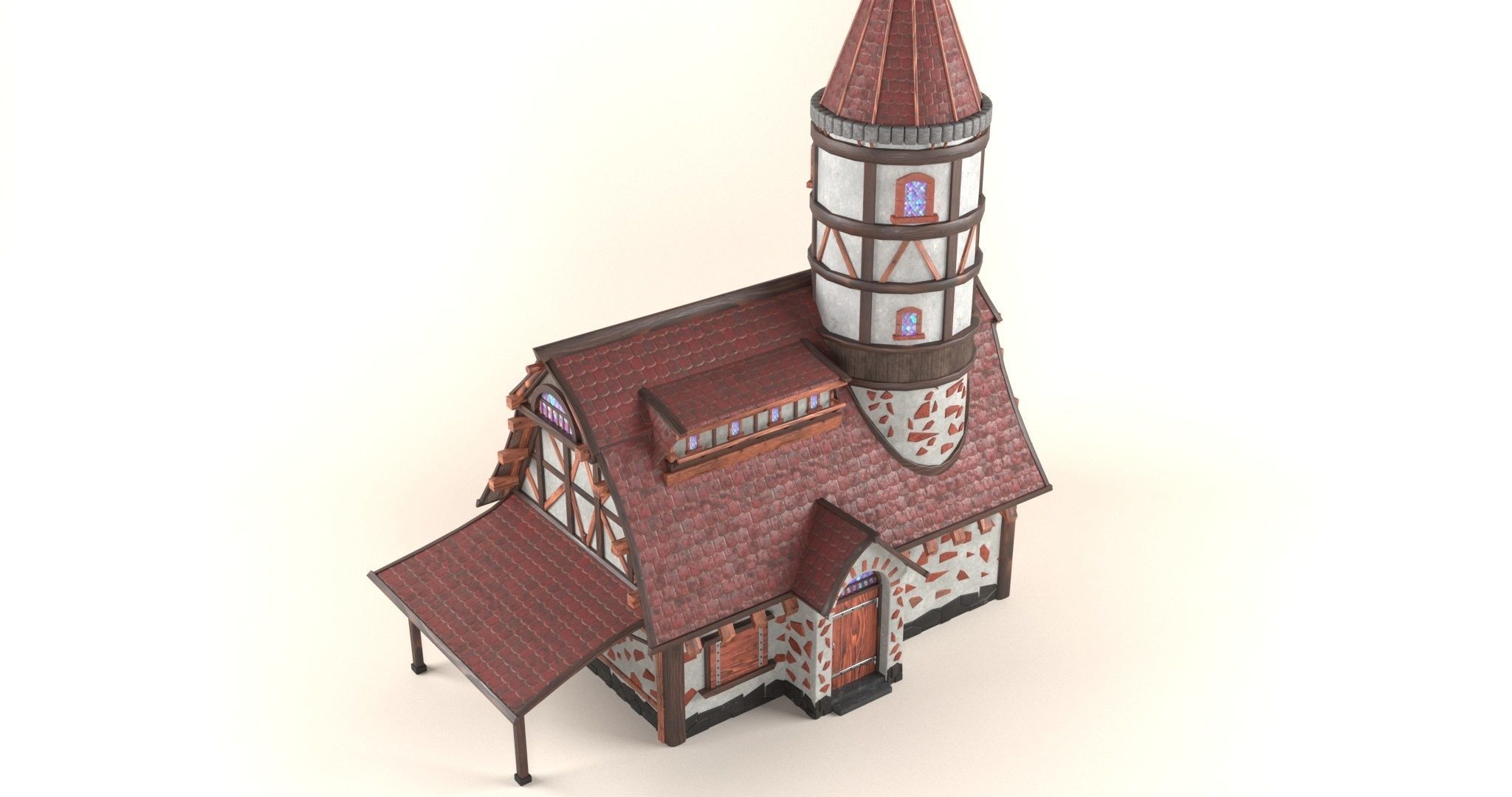 The house is in the medieval style Low-poly 3D model_4