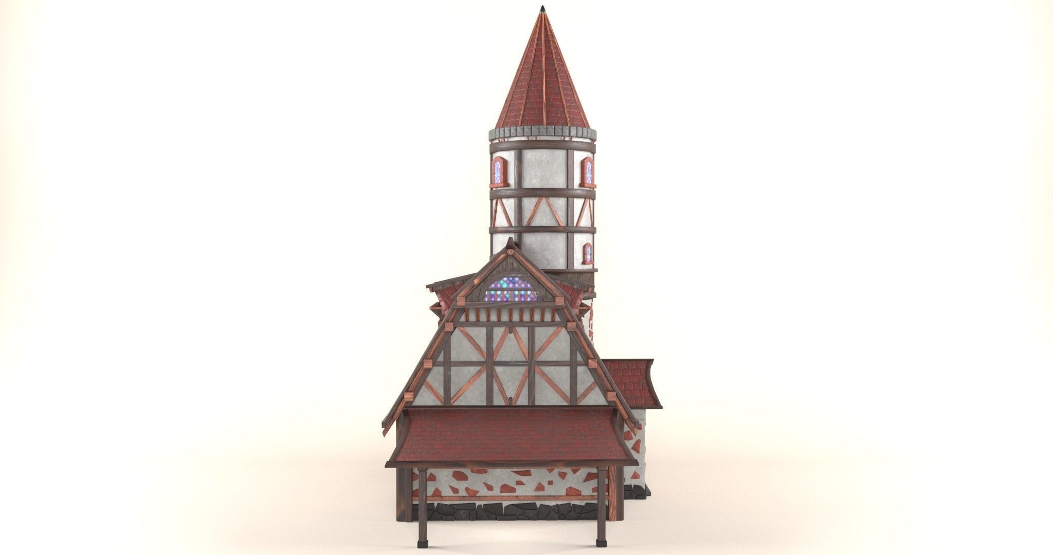 The house is in the medieval style Low-poly 3D model_3