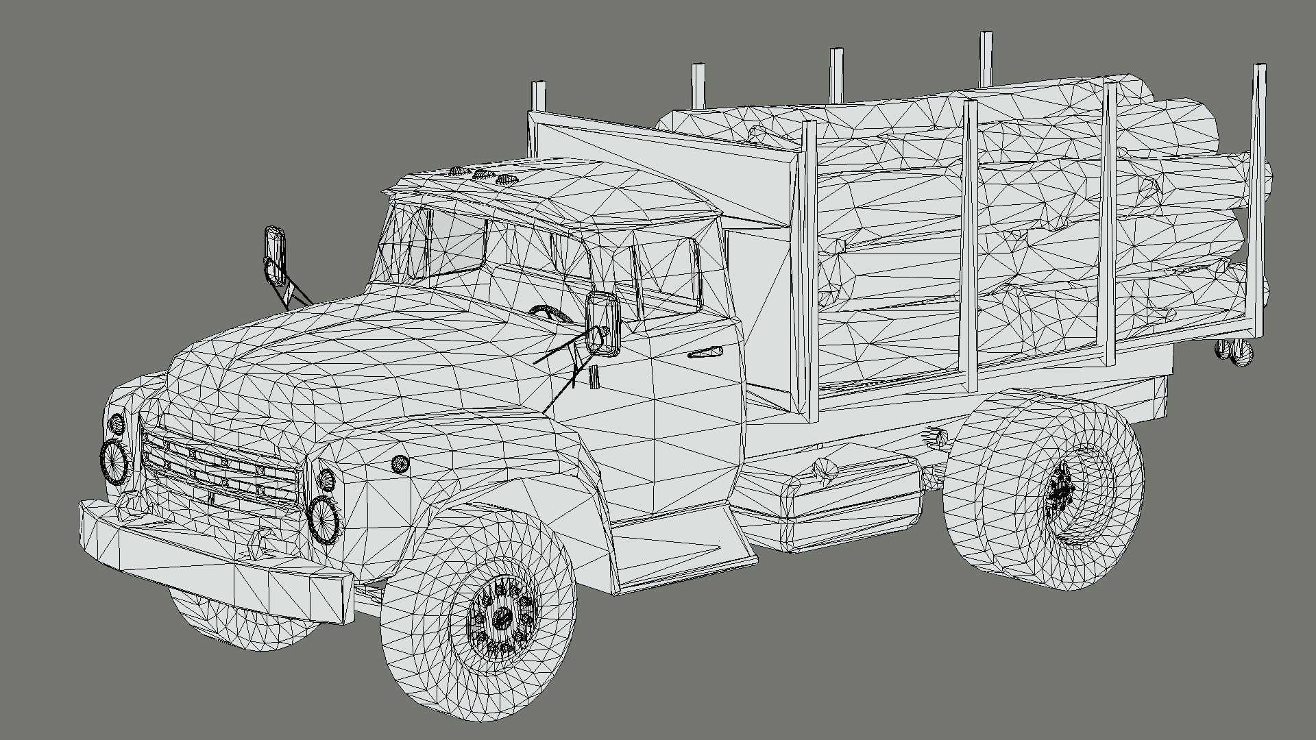 Logging Truck Low-poly 3D model_19