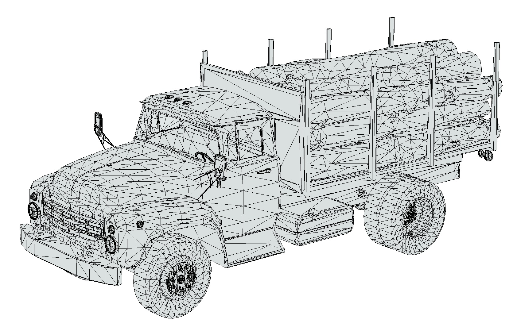Logging Truck Low-poly 3D model_10