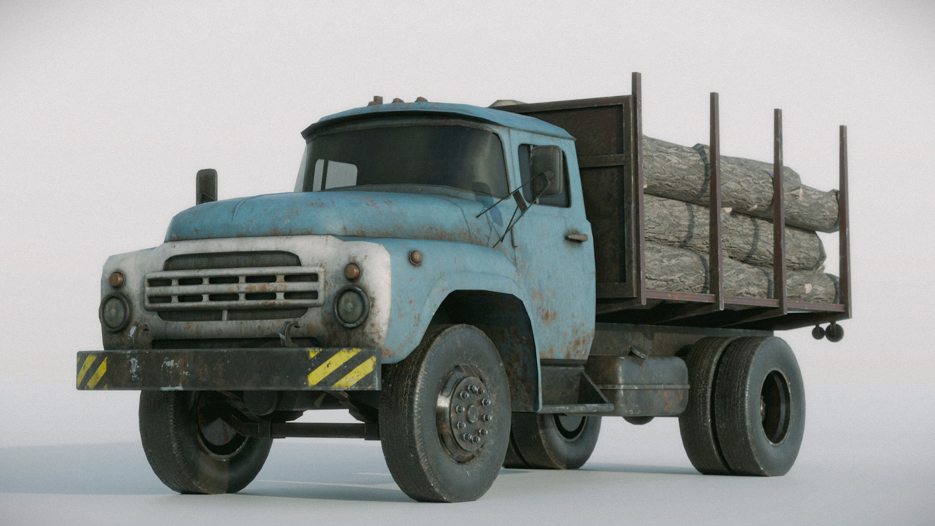 Logging Truck Low-poly 3D model_9