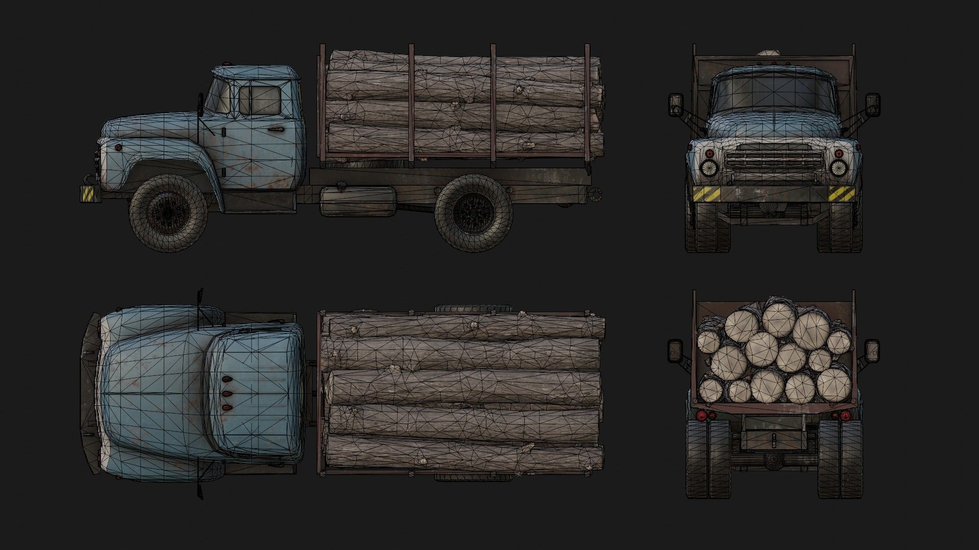 Logging Truck Low-poly 3D model_2