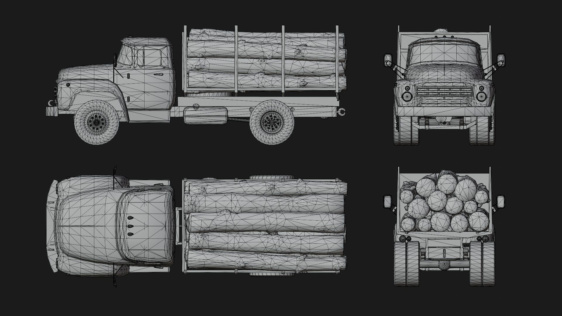 Logging Truck Low-poly 3D model_3