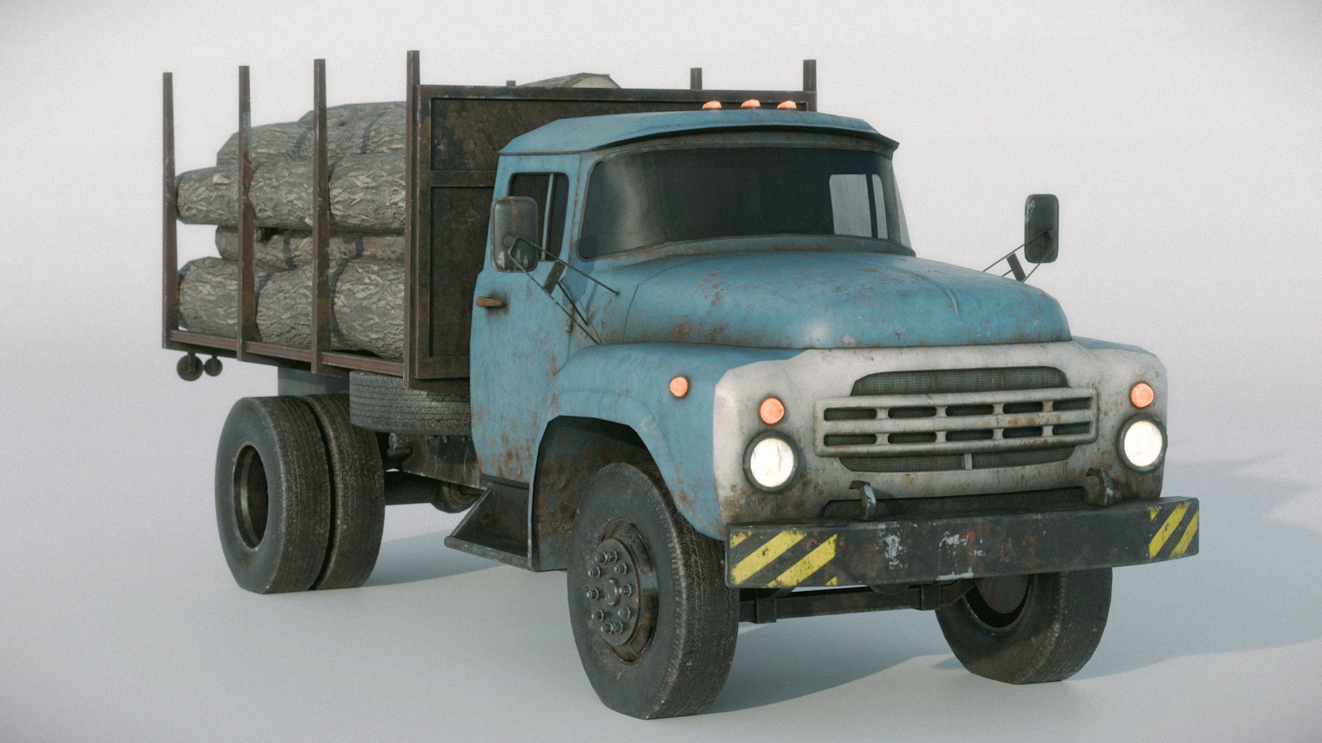 Logging Truck Low-poly 3D model_4