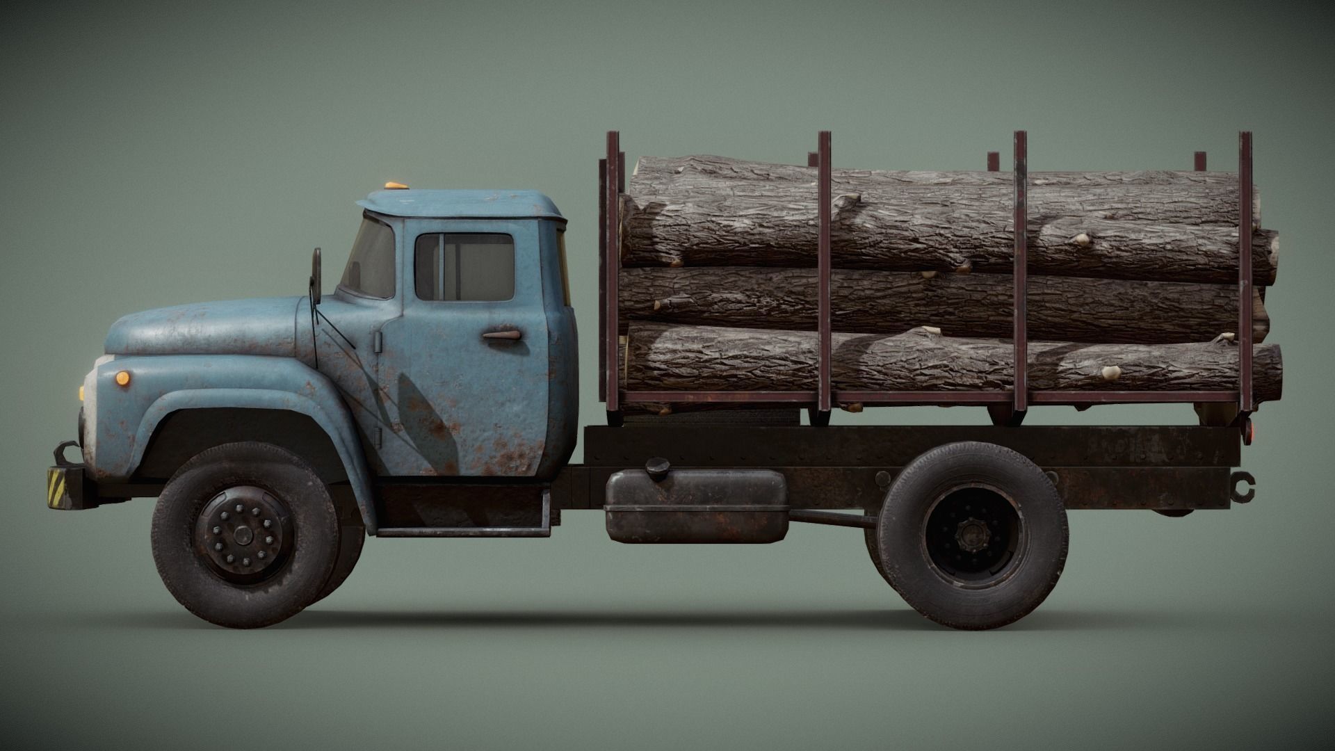 Logging Truck Low-poly 3D model_14