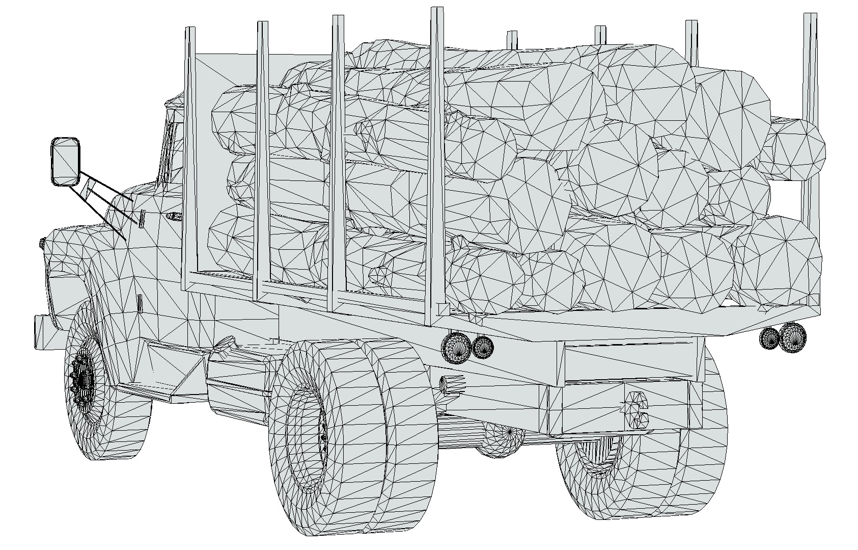 Logging Truck Low-poly 3D model_11