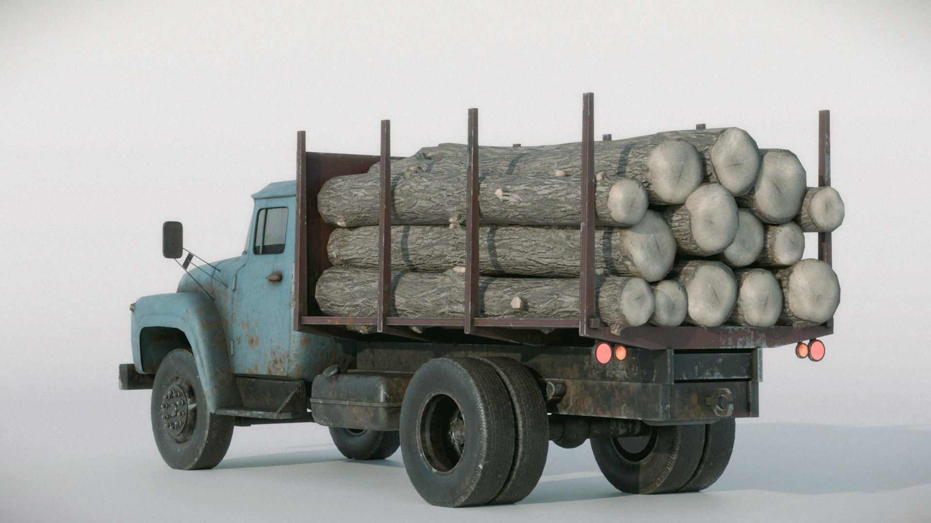 Logging Truck Low-poly 3D model_7