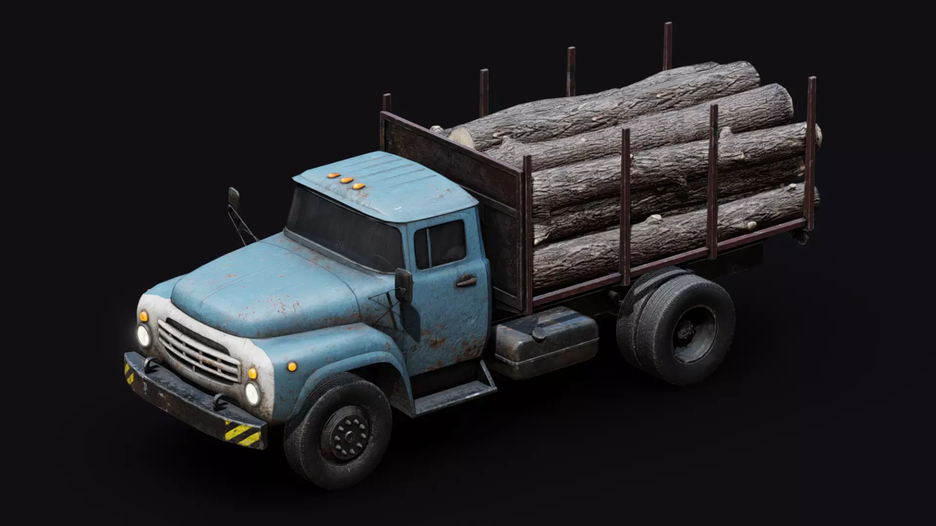 Logging Truck Low-poly 3D model_0