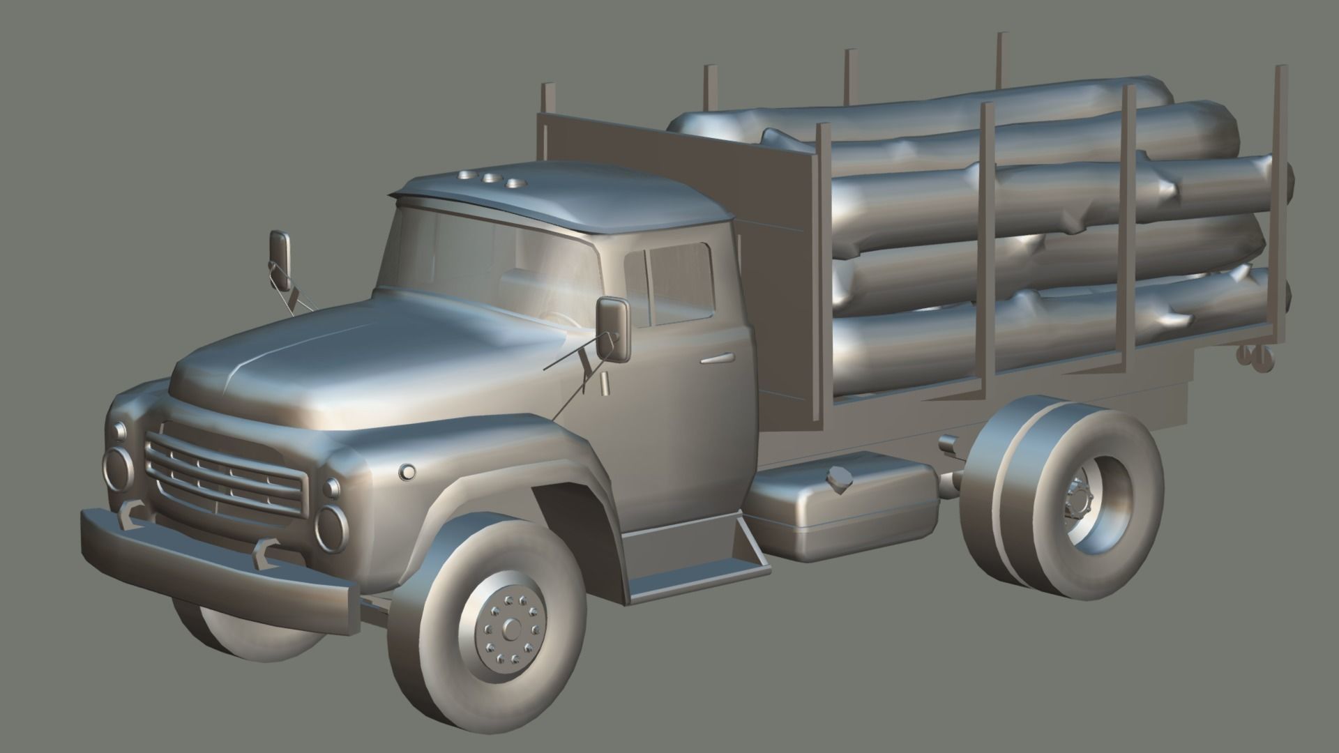 Logging Truck Low-poly 3D model_18
