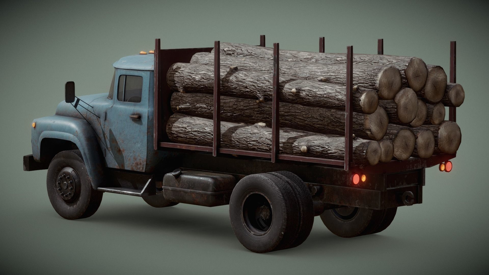 Logging Truck Low-poly 3D model_15