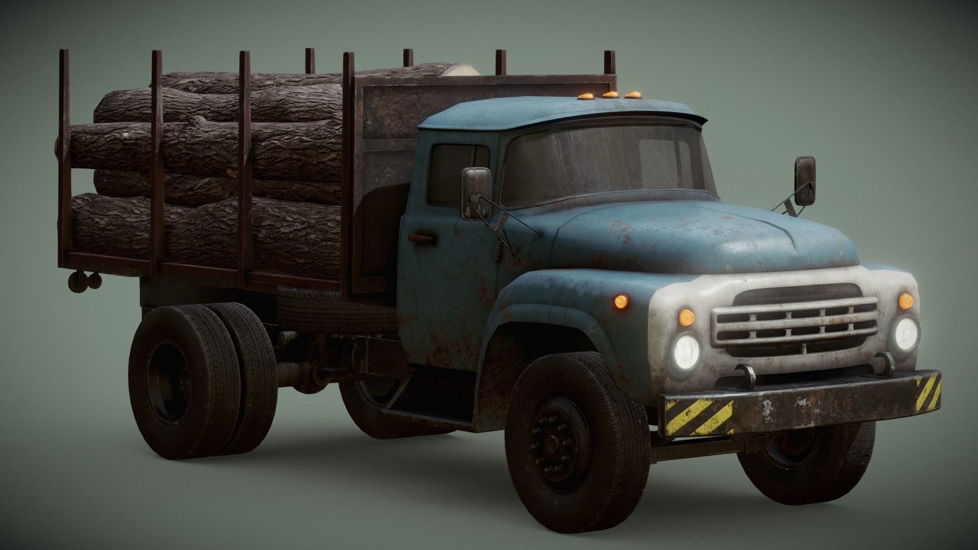 Logging Truck Low-poly 3D model_16