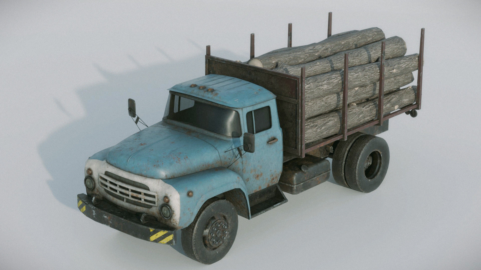 Logging Truck Low-poly 3D model_5