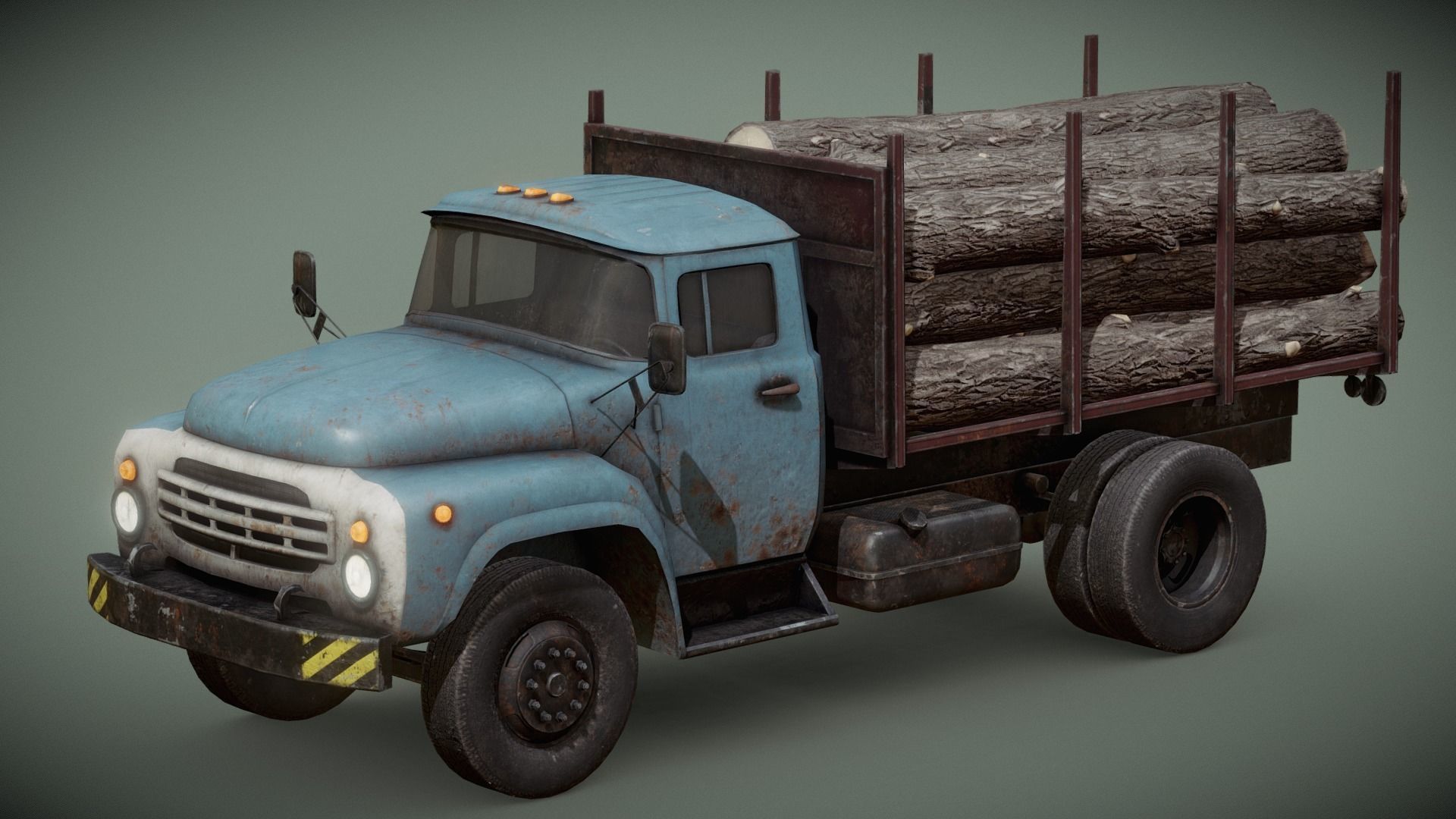 Logging Truck Low-poly 3D model_13
