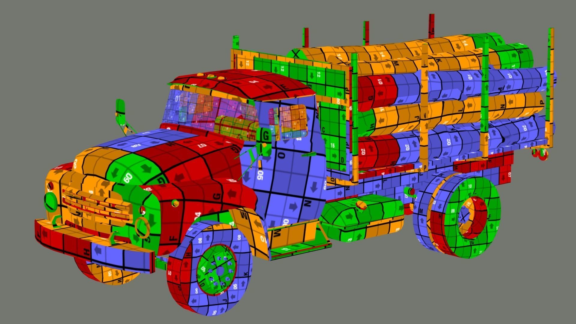 Logging Truck Low-poly 3D model_17