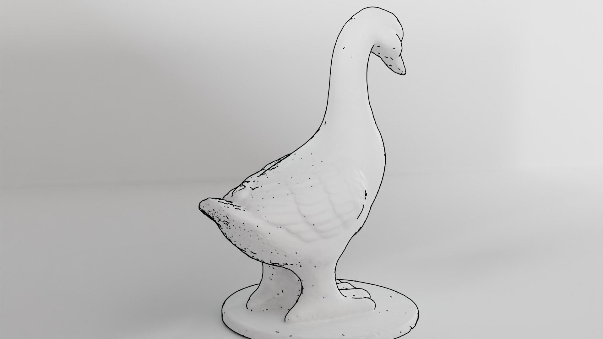 Ceramic goose sculpture Low-poly 3D model_16