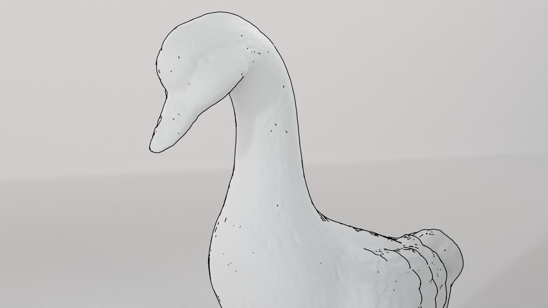 Ceramic goose sculpture Low-poly 3D model_15