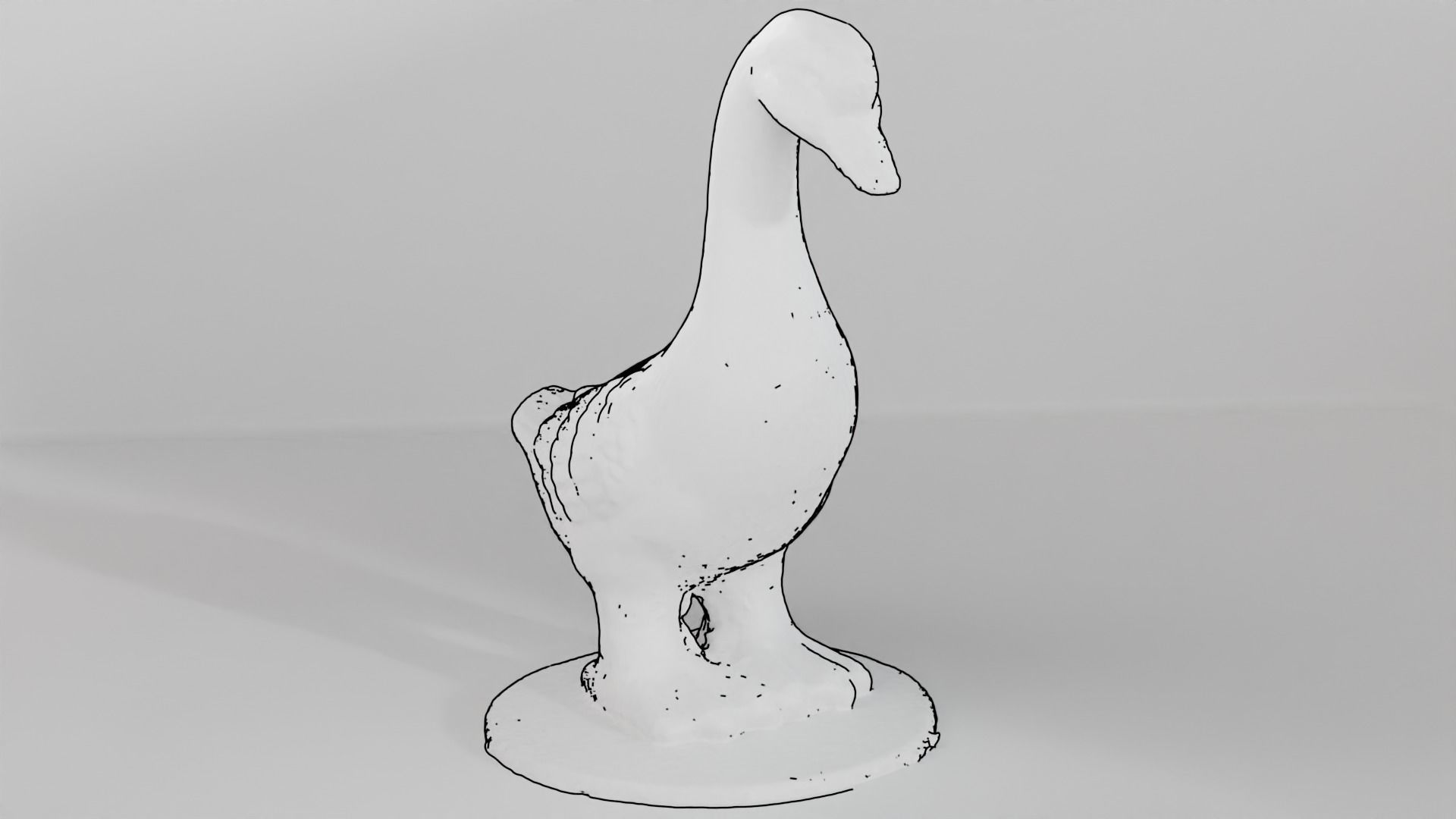Ceramic goose sculpture Low-poly 3D model_12