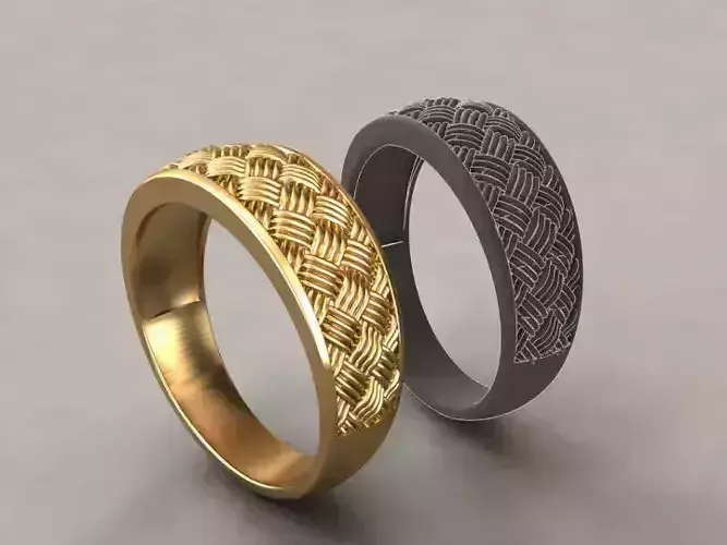gold woven mat texture ring