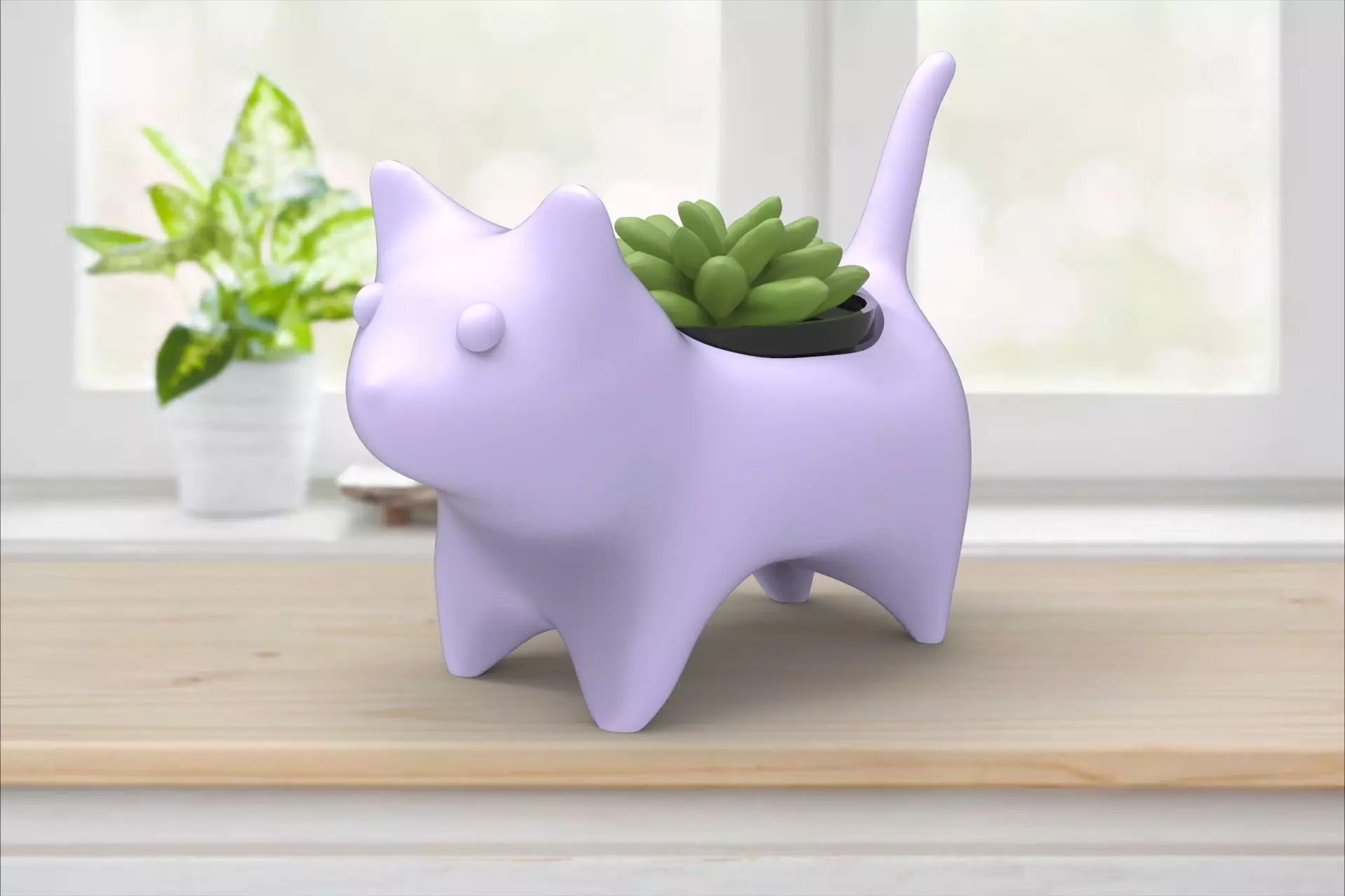 Vase potted succulent and plants Cat 3D print model_0