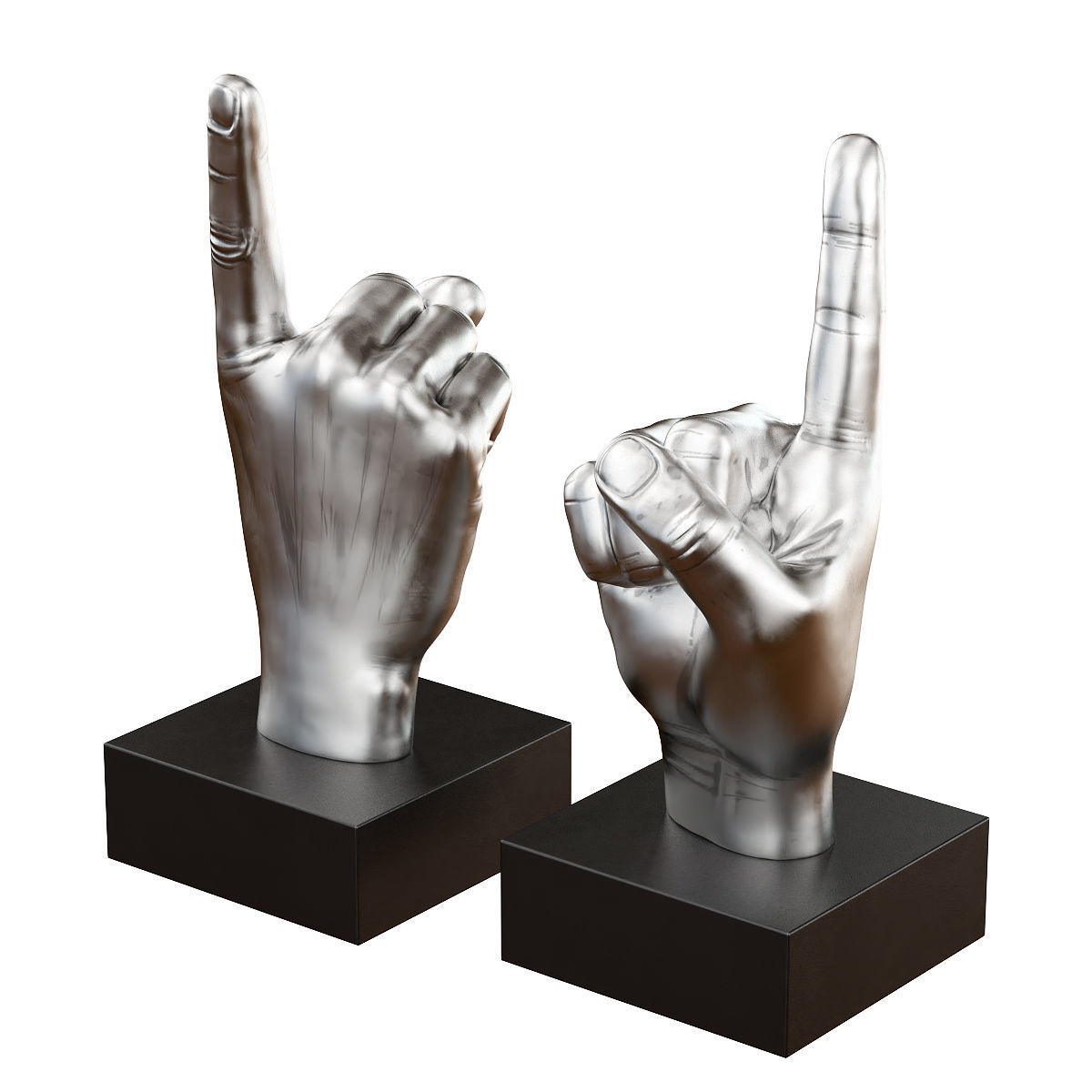 Figurine hand gesture with raised index finger up 3D model_1