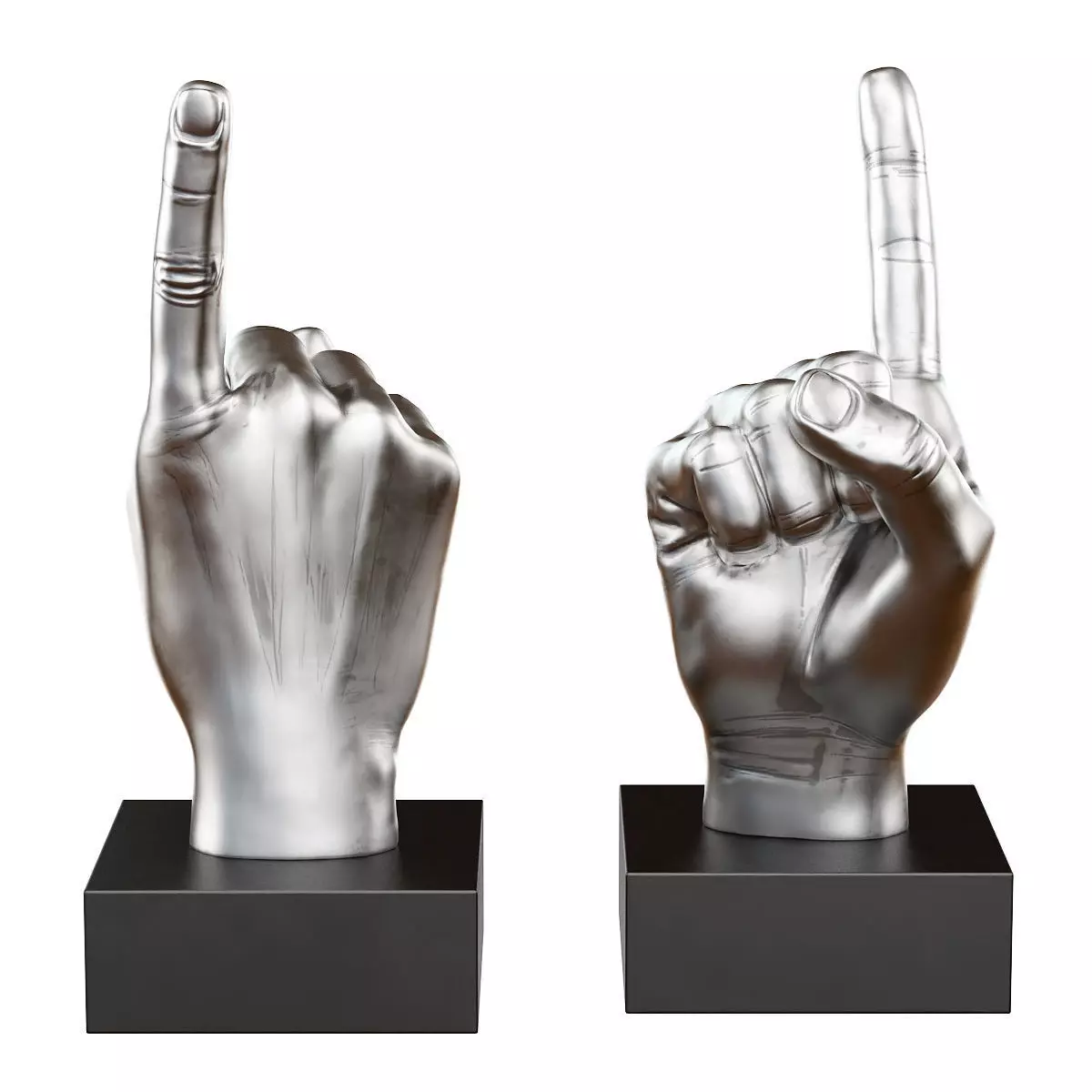 Figurine hand gesture with raised index finger up 3D model_0