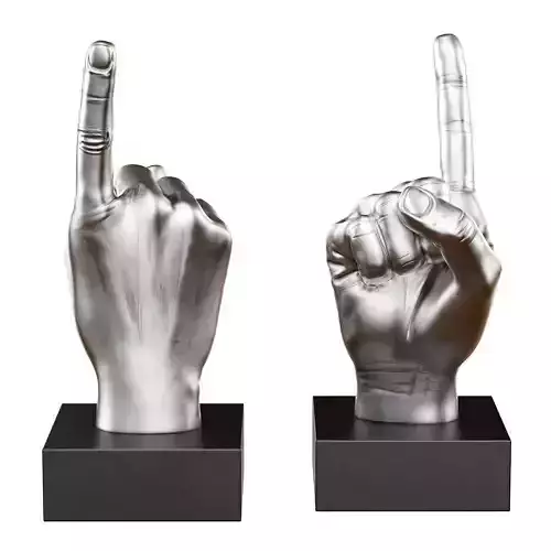 Figurine hand gesture with raised index finger up 3D model