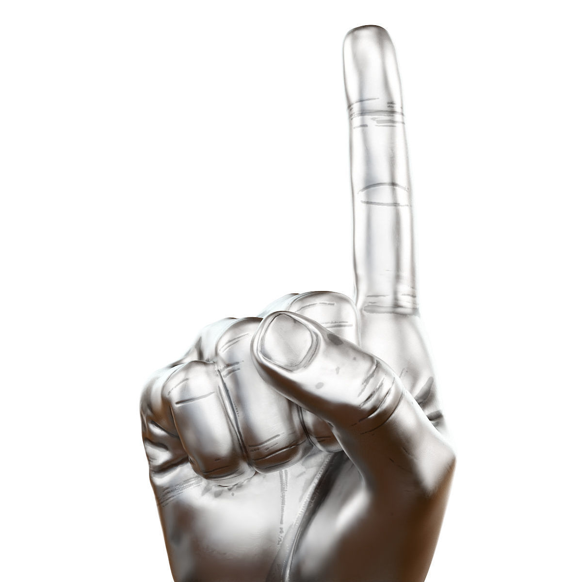 Figurine hand gesture with raised index finger up 3D model_4