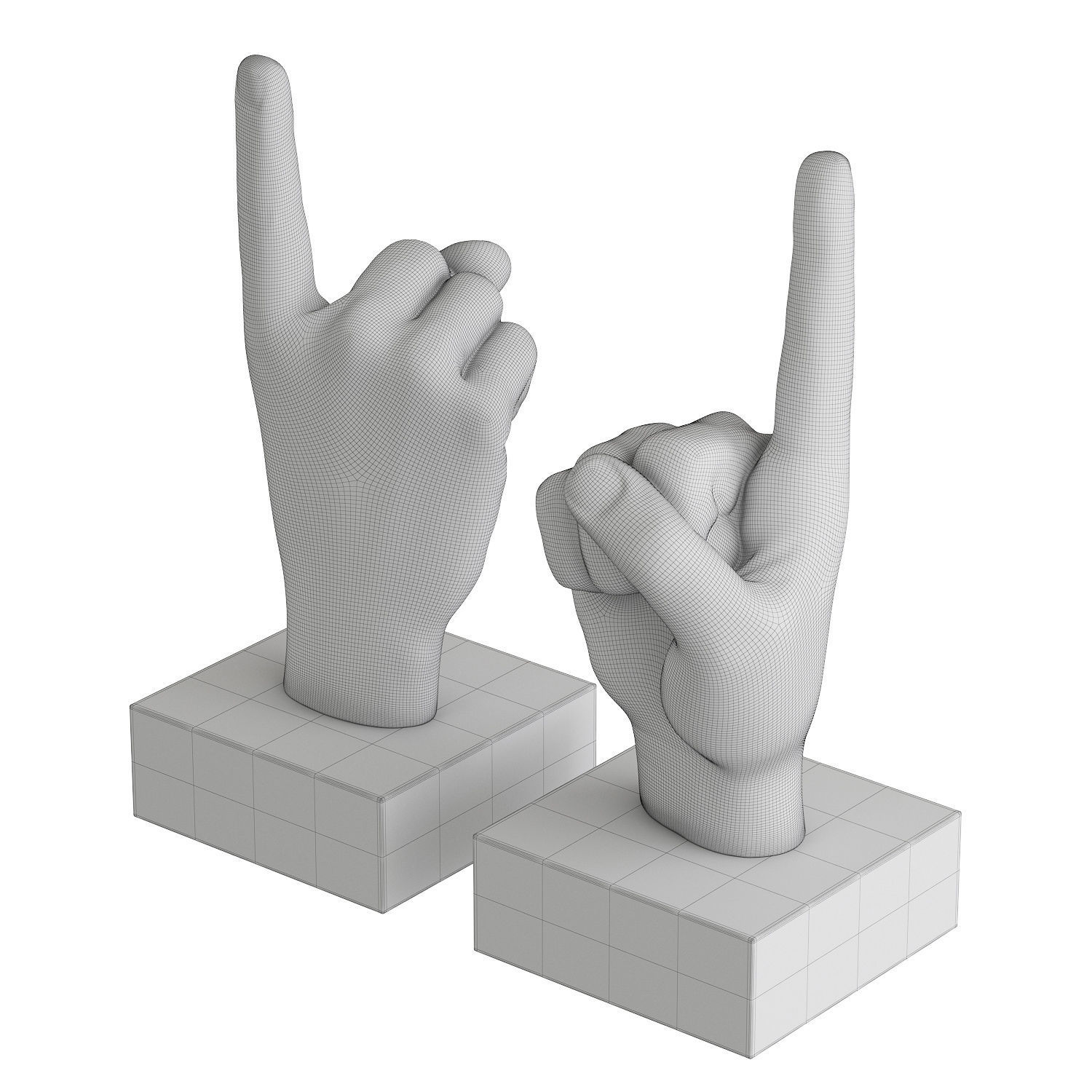 Figurine hand gesture with raised index finger up 3D model_6