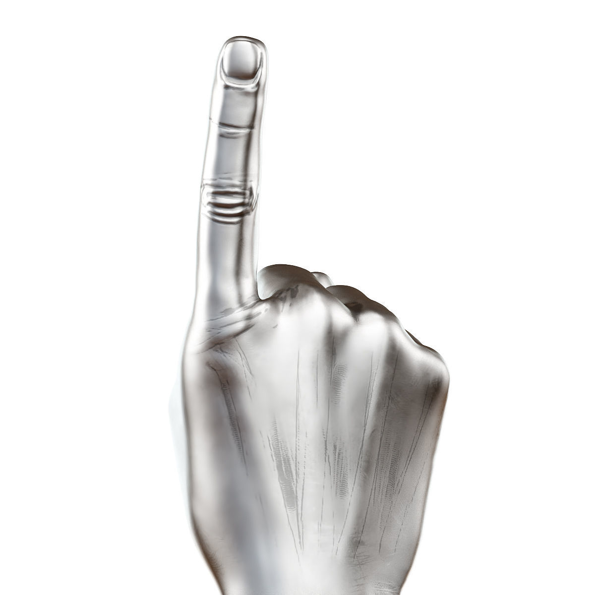 Figurine hand gesture with raised index finger up 3D model_3