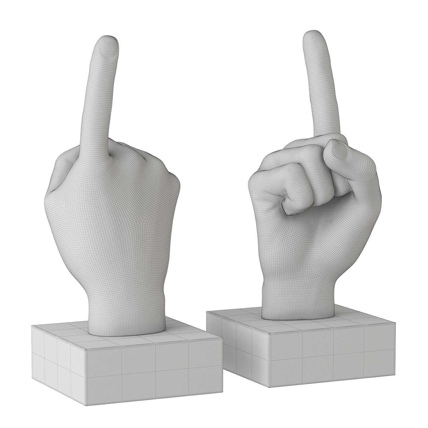 Figurine hand gesture with raised index finger up 3D model_5