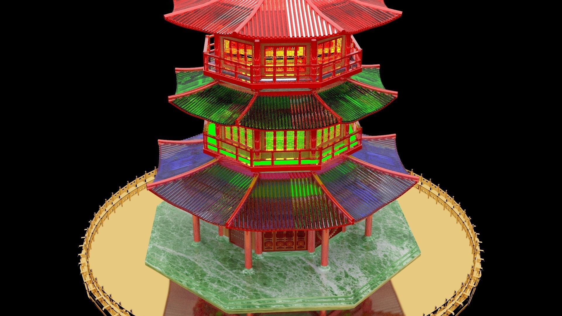 Chinese tower 3D model_4