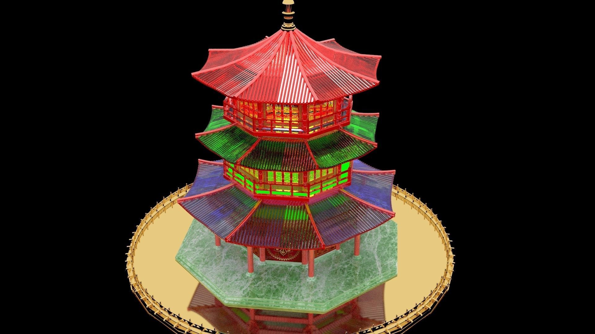 Chinese tower 3D model_2