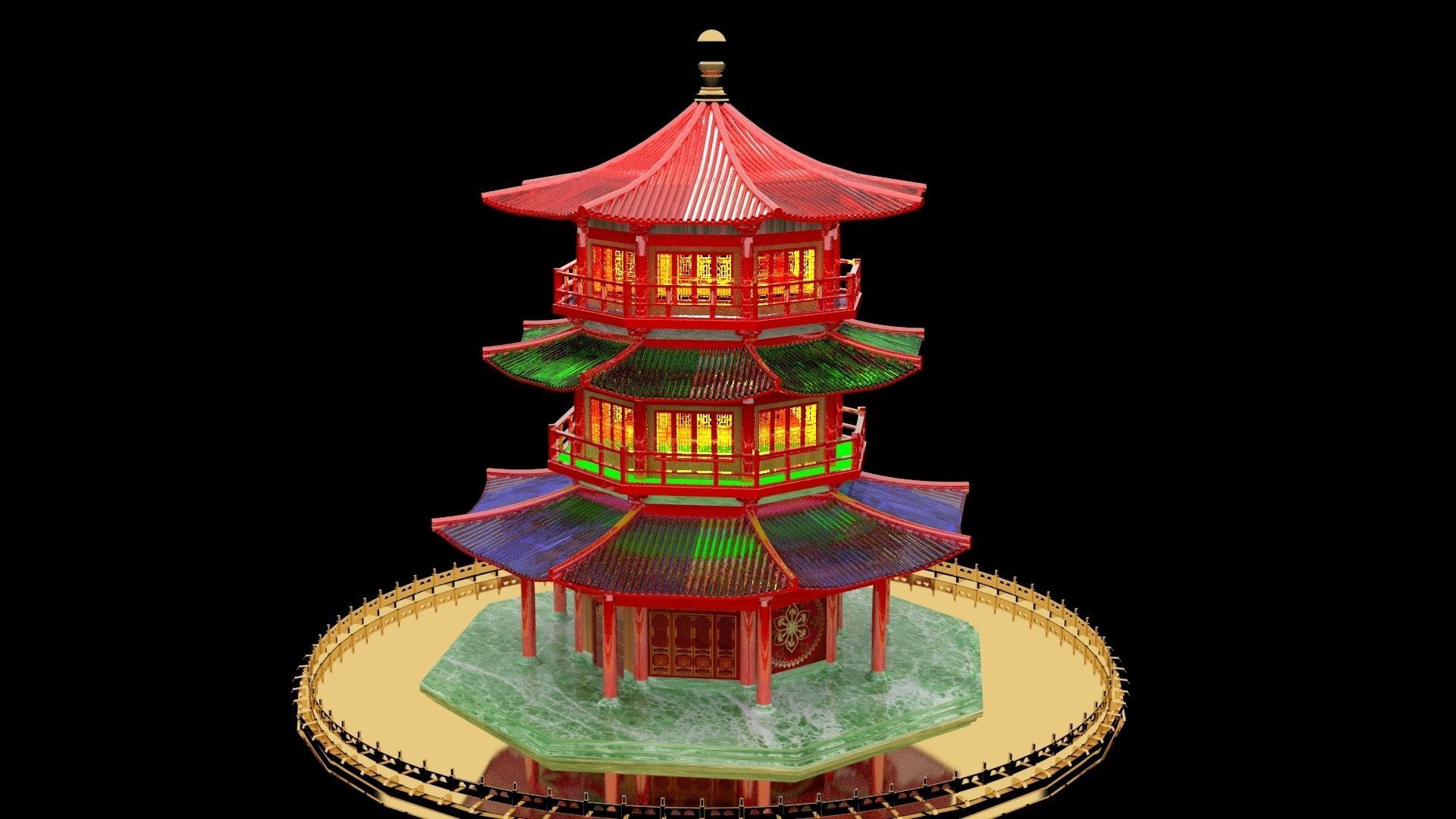 Chinese tower 3D model_1