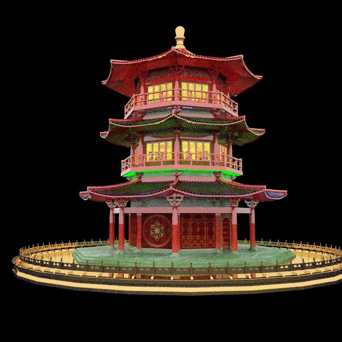 Chinese tower 3D model_3