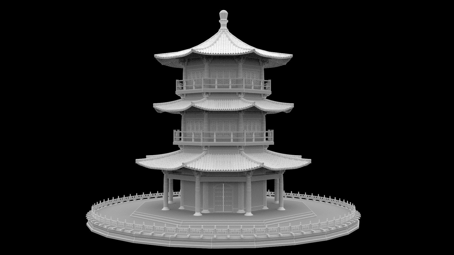 Chinese tower 3D model_6