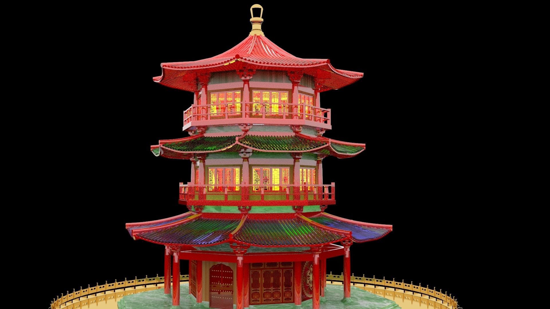 Chinese tower 3D model_5