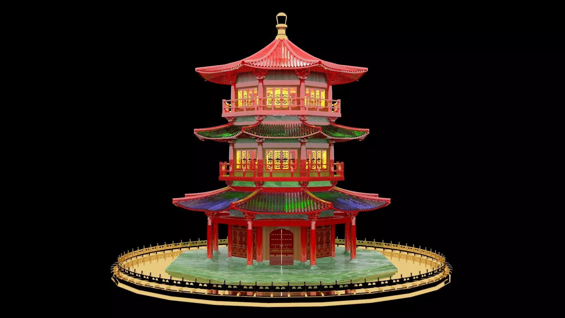 Chinese tower 3D model_0