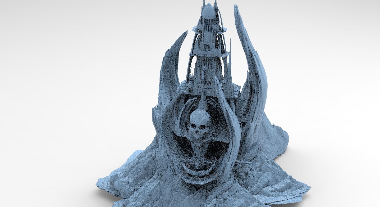 Scull Skeletor Sci fi architecture Tower 3D model_1