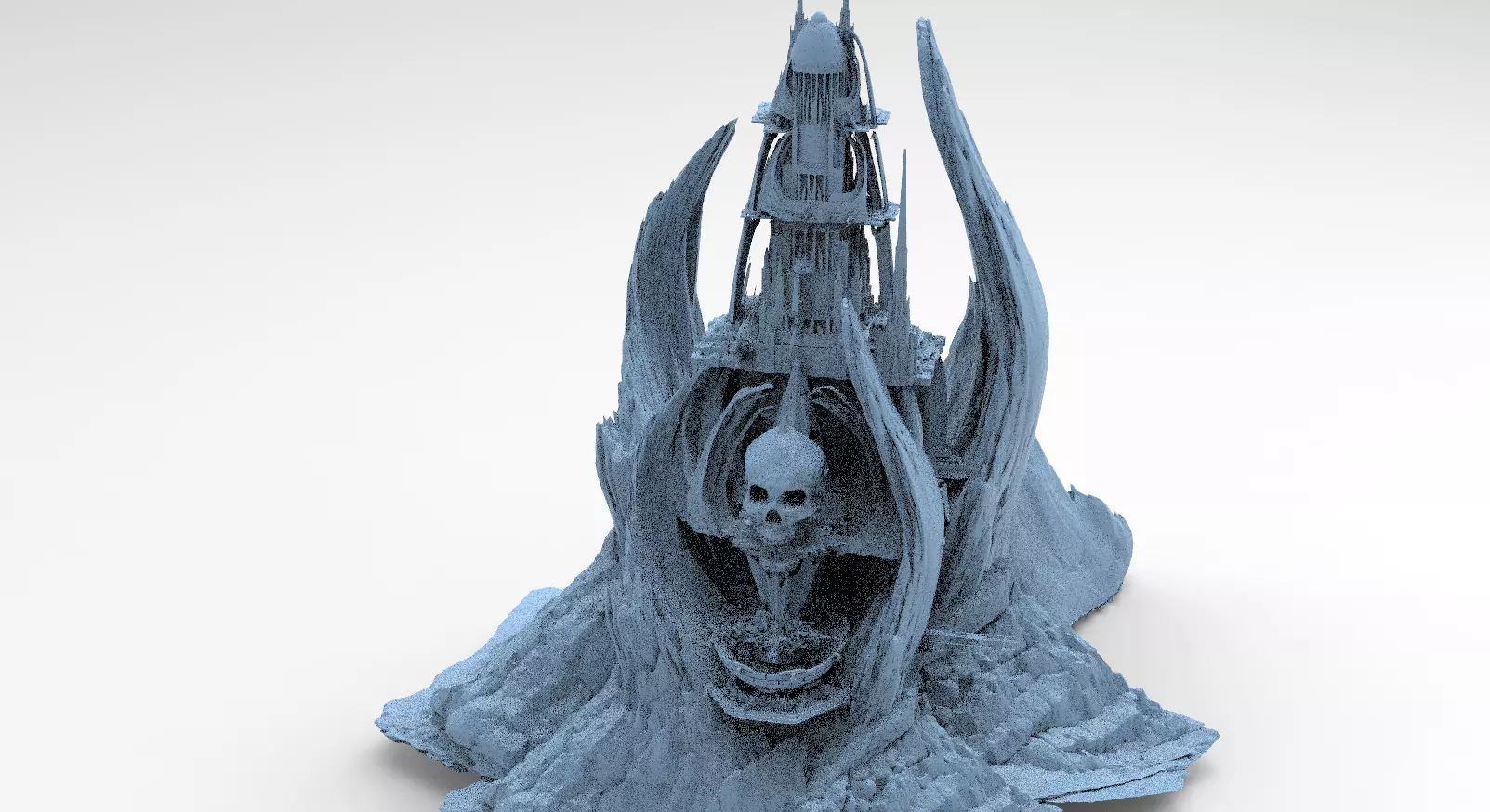 Scull Skeletor Sci fi architecture Tower 3D model_0