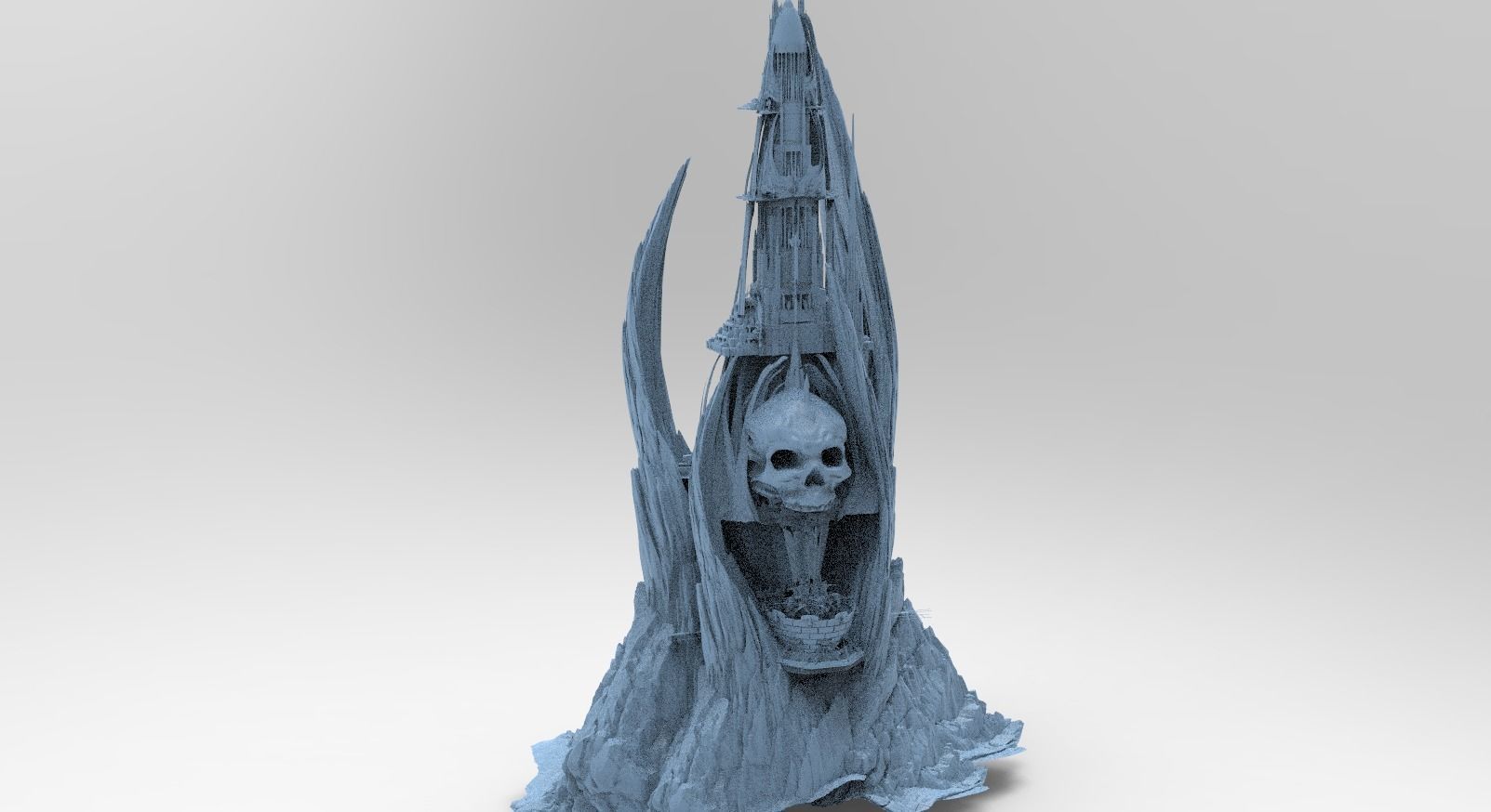 Scull Skeletor Sci fi architecture Structure 3D model_1