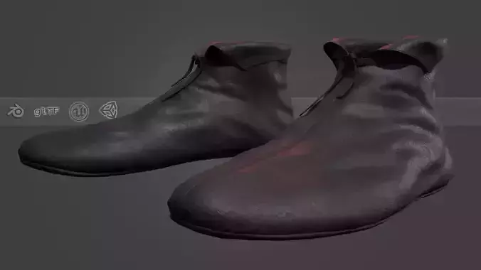 Black Medieval Shoes Low-poly 3D model