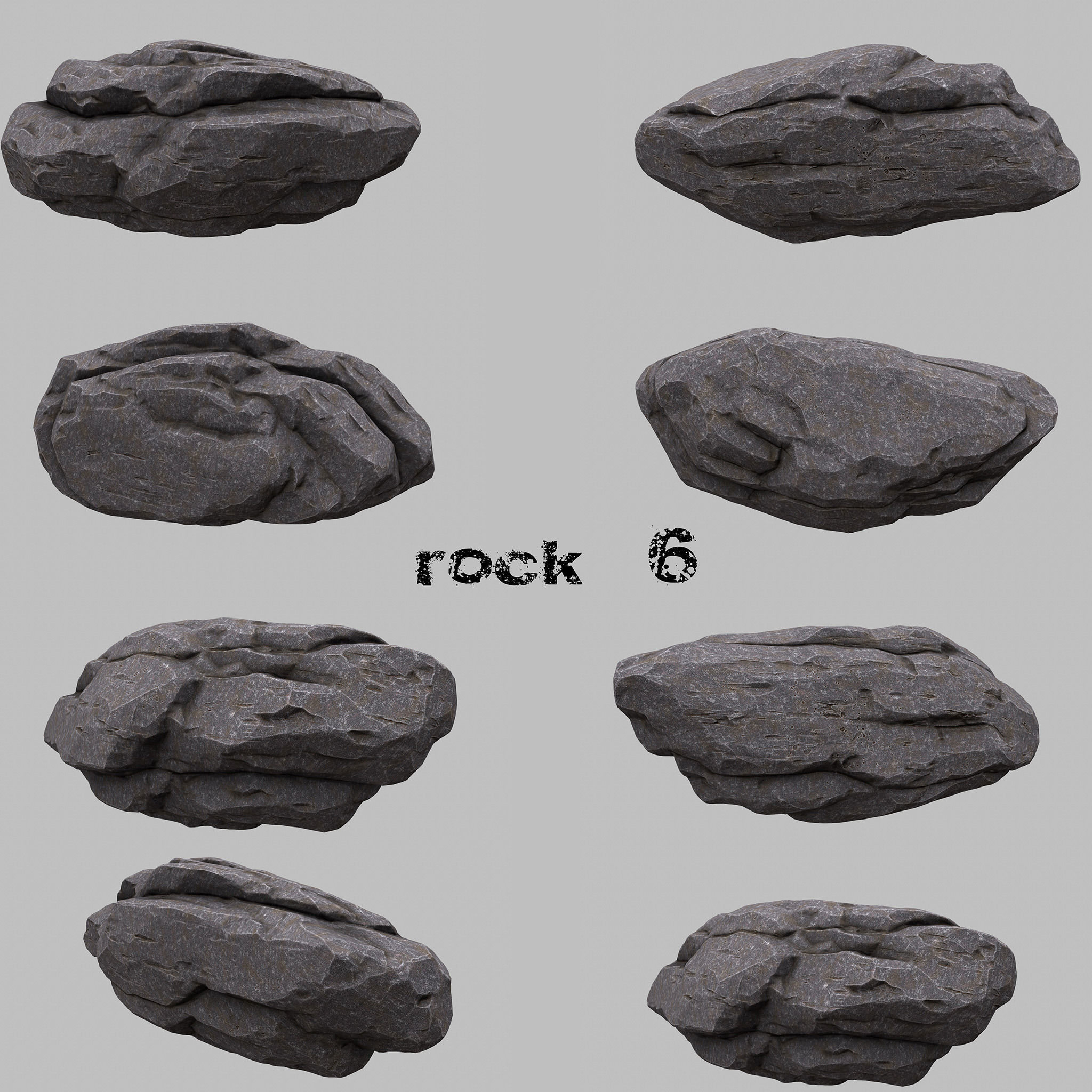 Rock Set rocks ready to be used in game 3D model_6