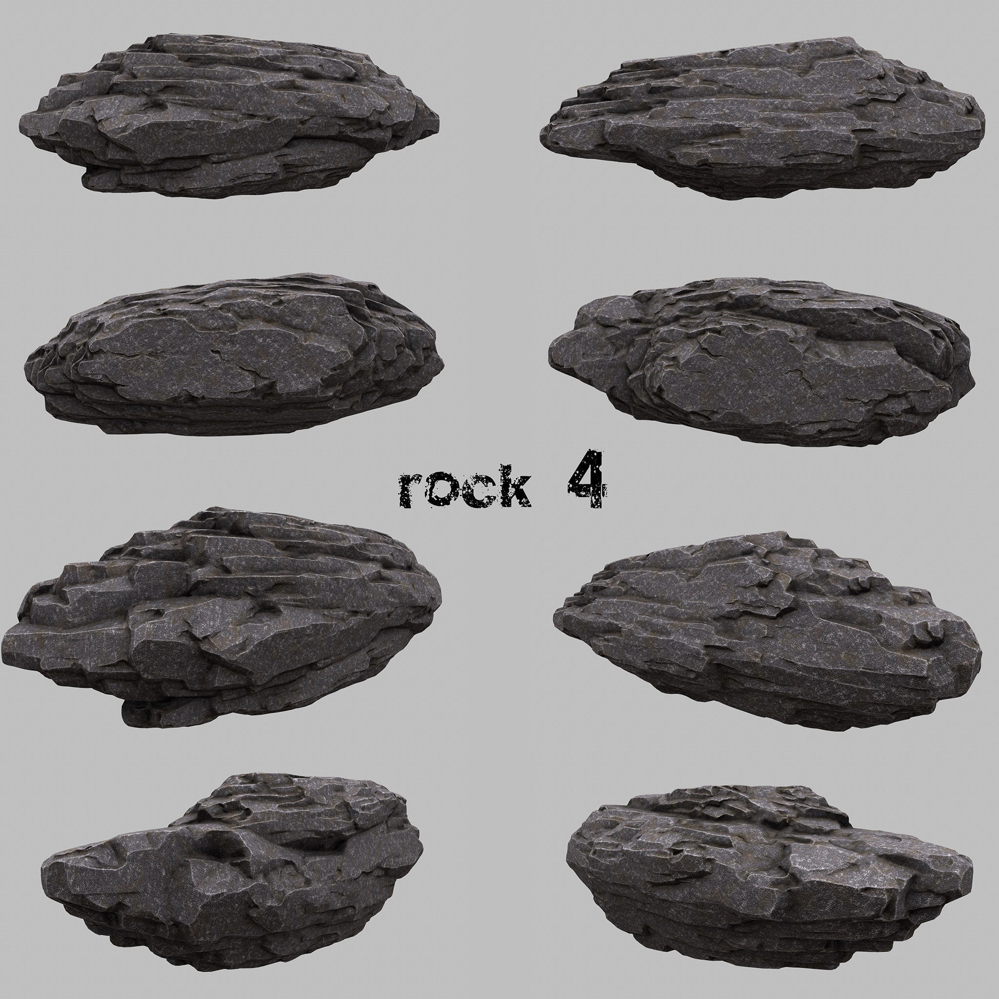 Rock Set rocks ready to be used in game 3D model_4