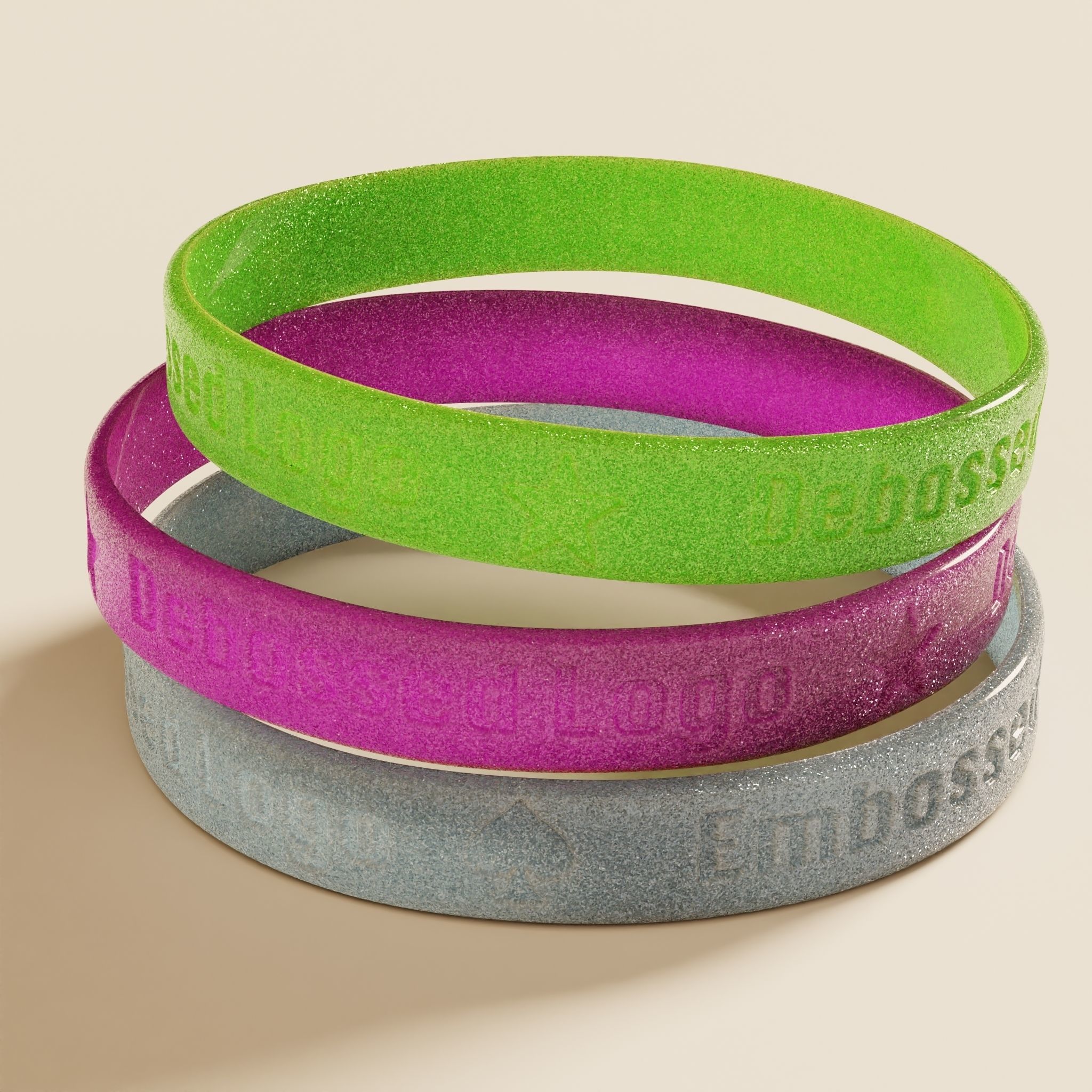 Silicone Wristband Low-poly 3D model_3