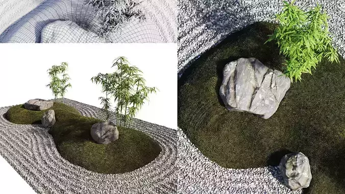 Japanese Rock Zen Garden 03 - PBR - Midpoly